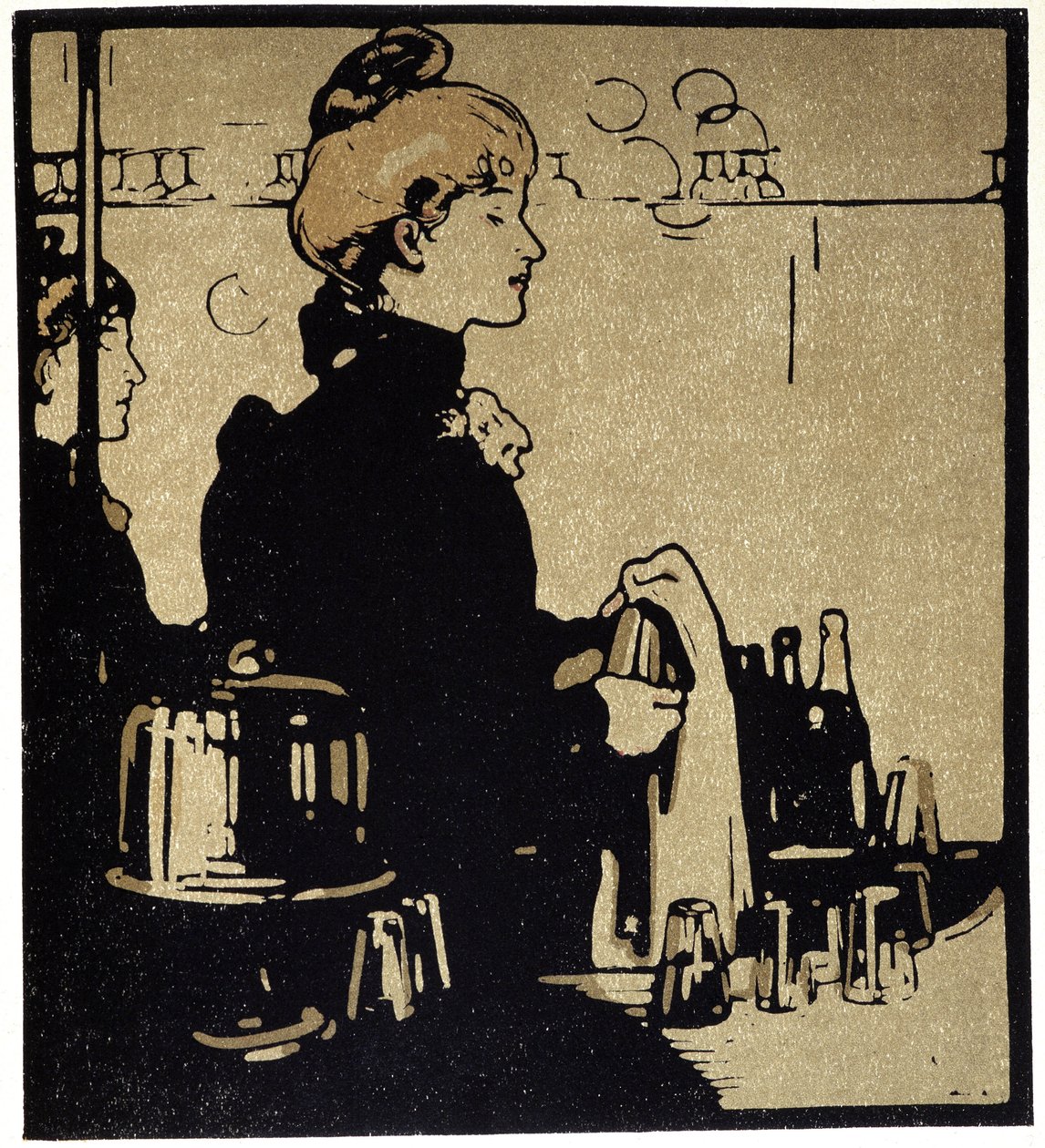 Nuori nainen baarimikko, Lontoo - teoksessa "Type of London", kirjoittanut William Nicholson (1872-1949), toim. Floury tekijältä William Nicholson