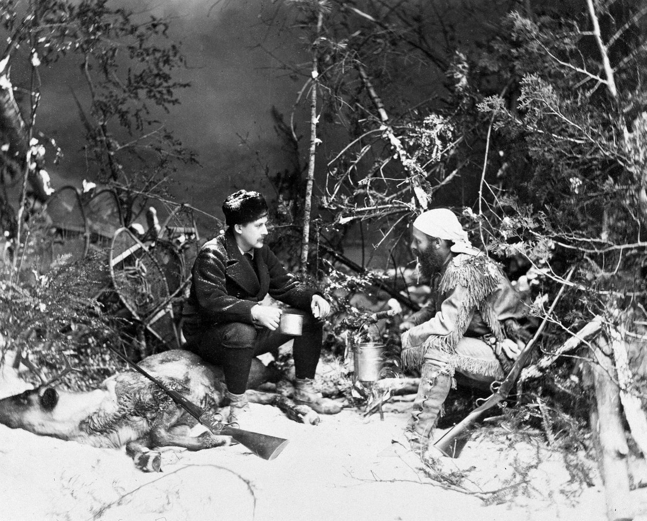 Trapperin elämä Kanadassa, kuva Nottman, noin 1890. tekijältä William Notman