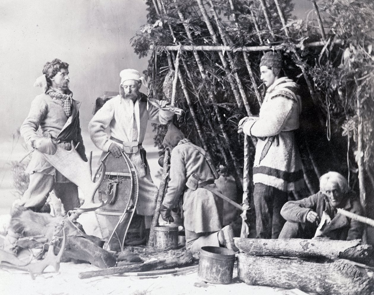 Trapperin elämä Kanadassa, kuva Nottman, noin 1890. tekijältä William Notman