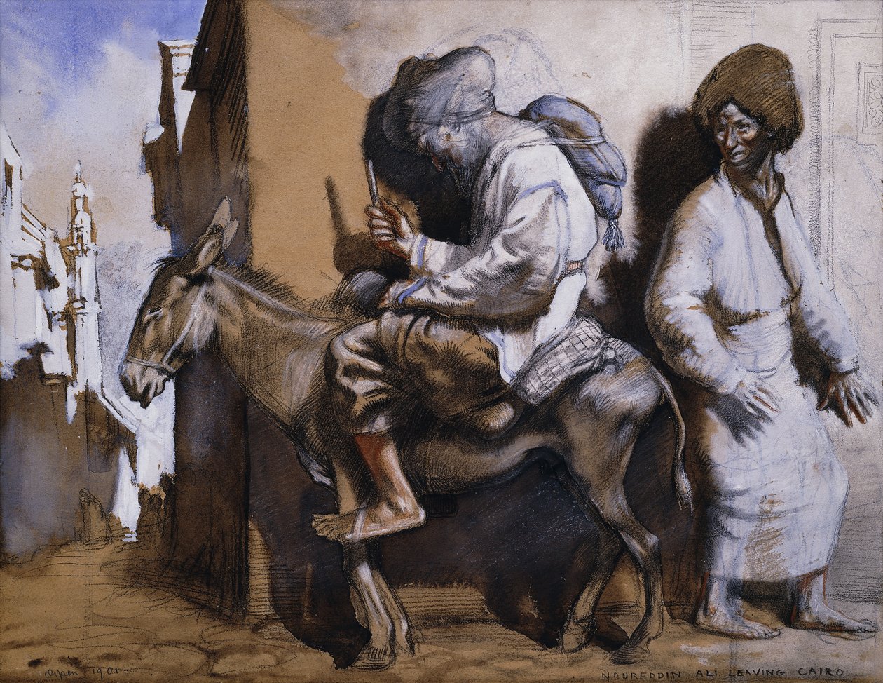 Noreddin Ali lähtee Kairosta, tekijältä William Orpen
