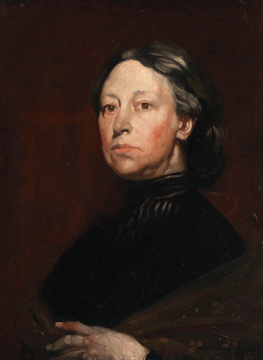 Näytelmäkirjailija ja folkloristi Augusta Gregoryn (1852-1932) muotokuva tekijältä William Orpen