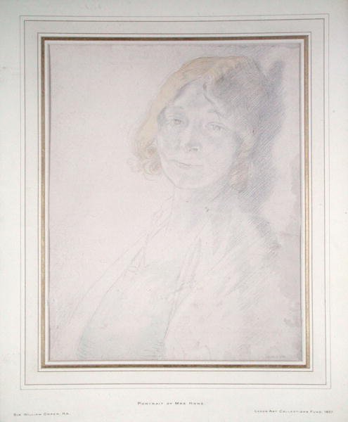 Mrs Honen muotokuva (kynä ja akvarelli paperille) tekijältä William Orpen