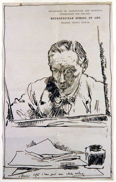 Omakuva peiliin katsoen (tussi ja tussi paperille) tekijältä William Orpen