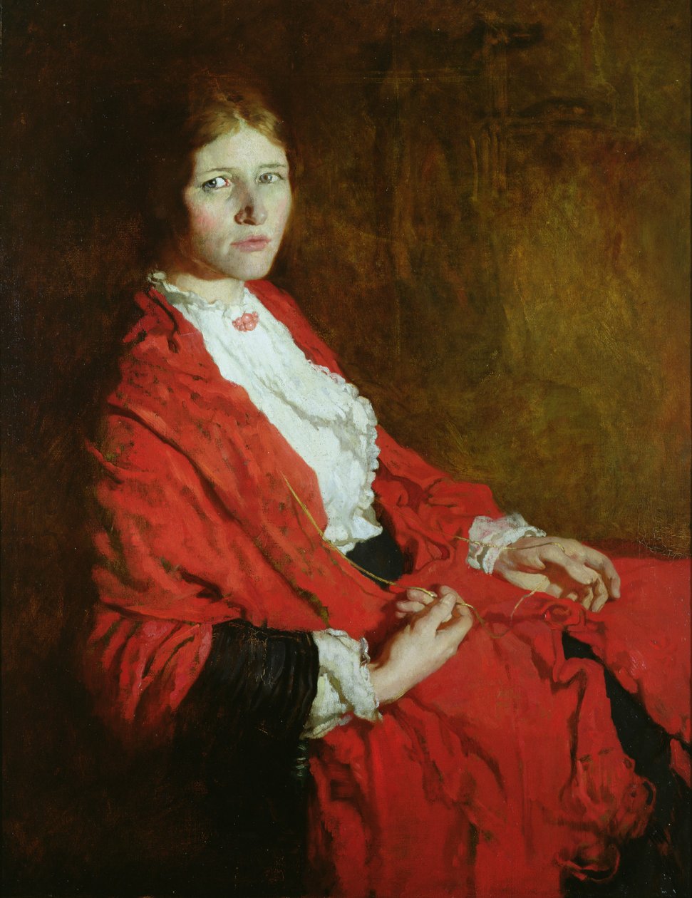 Punainen huivi (öljy kankaalle) tekijältä William Orpen