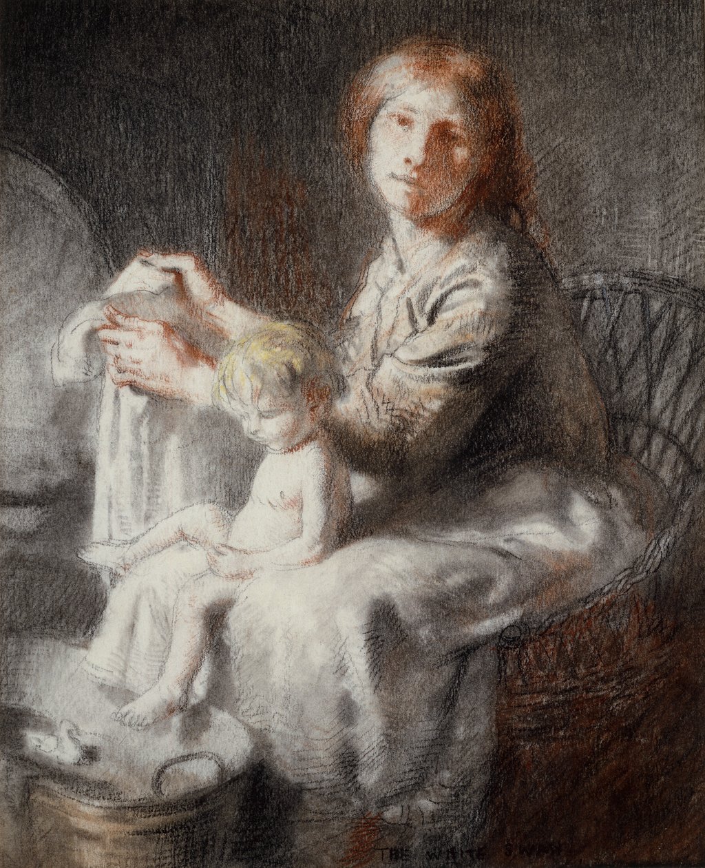 The White Swan (Grace and Kit) (pastelli ja musta värikynä) tekijältä William Orpen