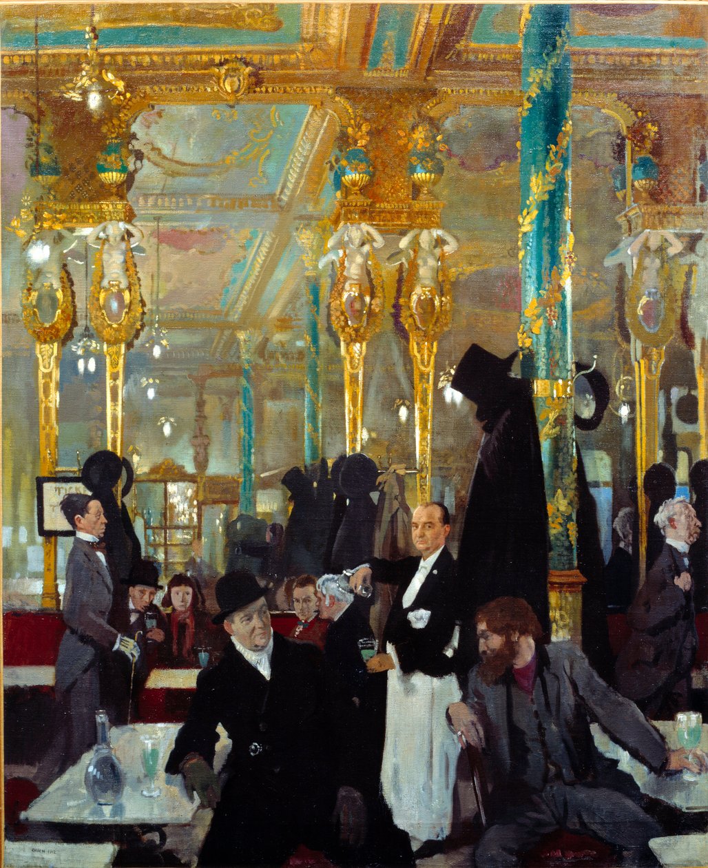 Lontoon kuninkaallinen kahvila. Sir William Orpenin maalaus (1878-1931) tekijältä William Orpen