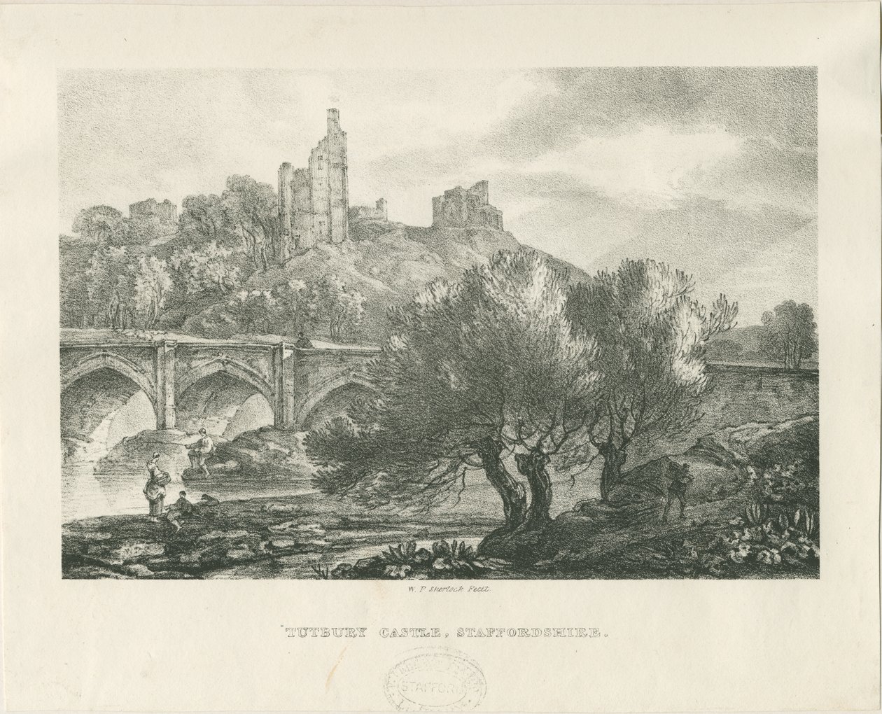 Tutbury Castle - South View: sinkografi ja [1800-luvun alku] tekijältä RC