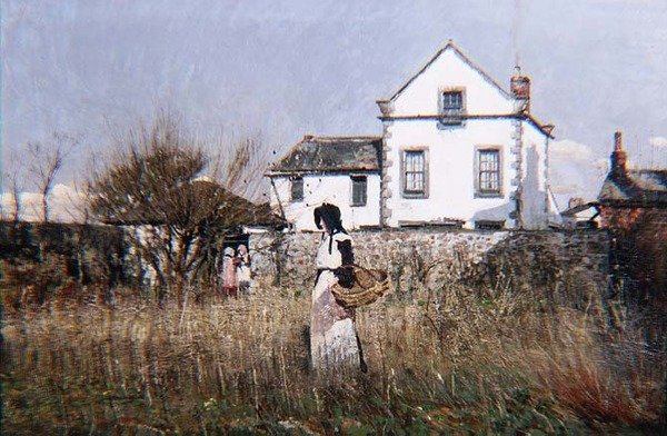 Maisema, Valkoinen talo, n.1880 (öljy kankaalle) tekijältä William Page Atkinson Wells