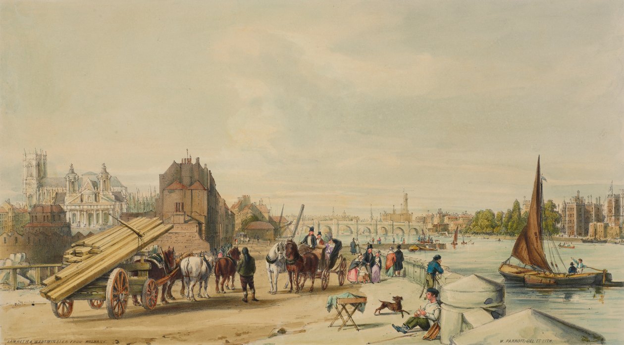 Millbank, Westminster, Lontoo, 1840. tekijältä William Parrott