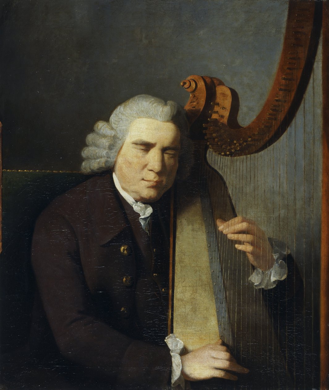 The Blind Harpist, John Parry (öljy kankaalle) tekijältä William Parry