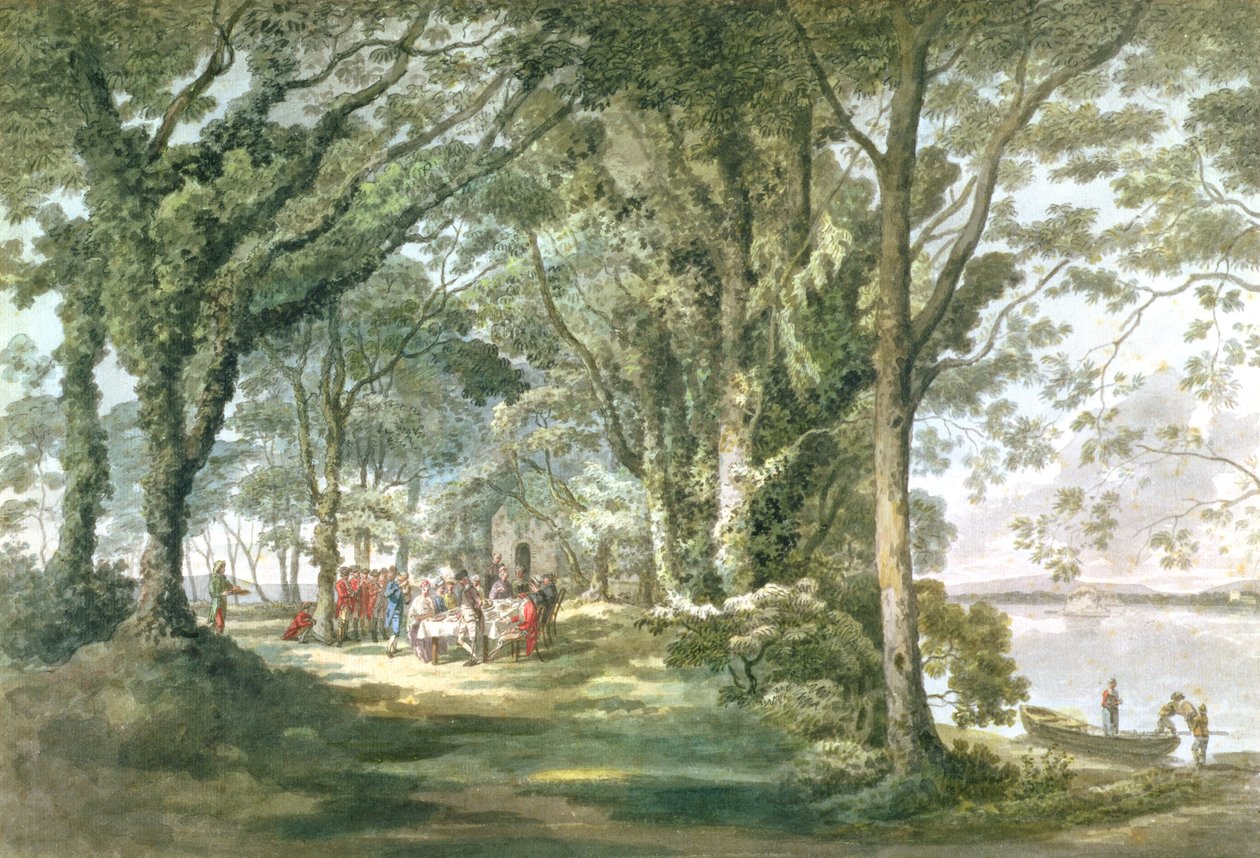 Maisema hahmojen kanssa ulkoilma-aterialla, 1760-1782 tekijältä William Pars