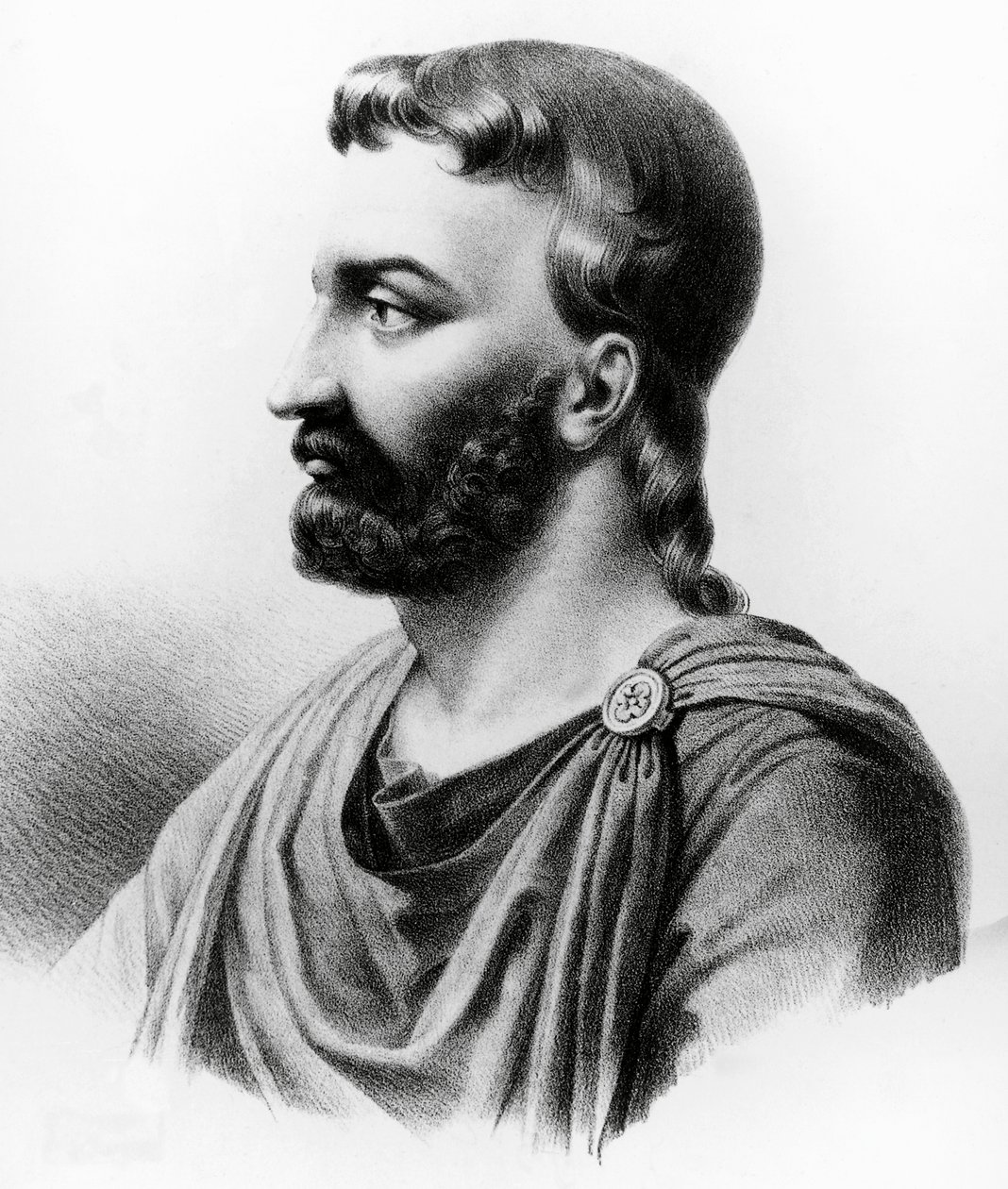 Muotokuva Aulus Cornelius Celsuksesta (25 eKr.-50 jKr.), latinalainen kirjailija, roomalainen tietosanakirjailija ja lääkäri, kaiverrus 1800-luvulta tekijältä Nicolas Toussaint Charlet