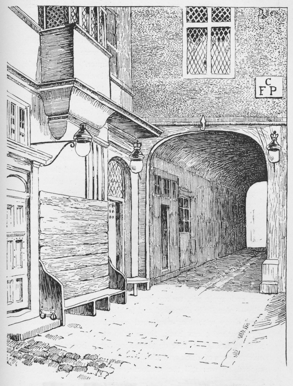 Entrance to Speakers Ward sellaisena kuin se näytti ennen tulipaloa, vuodelta 1897 tekijältä William Patten