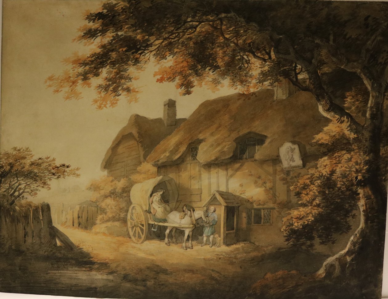 Tienvarren majatalo, noin 1800 (vesiväri paperille). tekijältä William Payne
