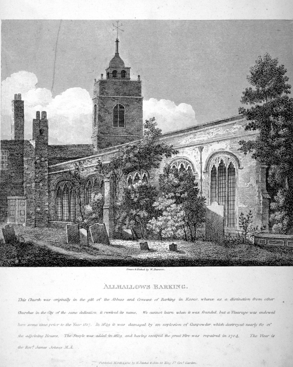 All Hallows-by-the-Tower Church, Lontoo, 1810 tekijältä William Pearson
