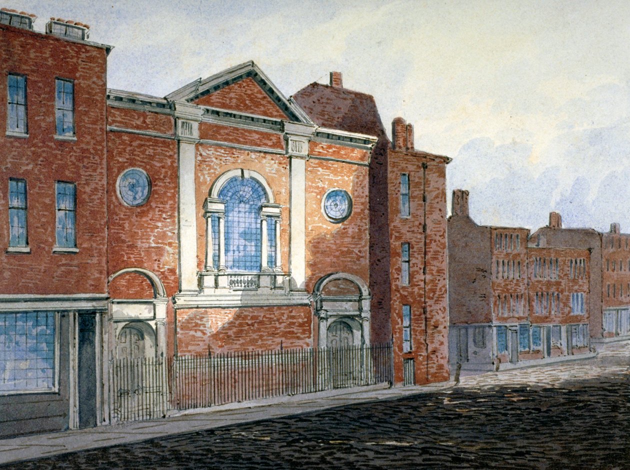 St Alfegen kirkko, Lontoon muuri, Lontoo, vuonna 1814 tekijältä William Pearson