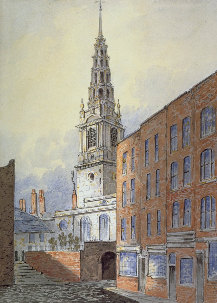 Pyhän morsian kirkko, Fleet Street, Lontoon kaupunki, n. 1815 tekijältä William Pearson