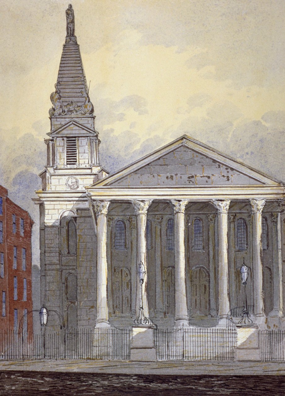 St Georgen kirkko, Hart Street, Bloomsbury, Lontoo, vuodelta 1815 tekijältä William Pearson