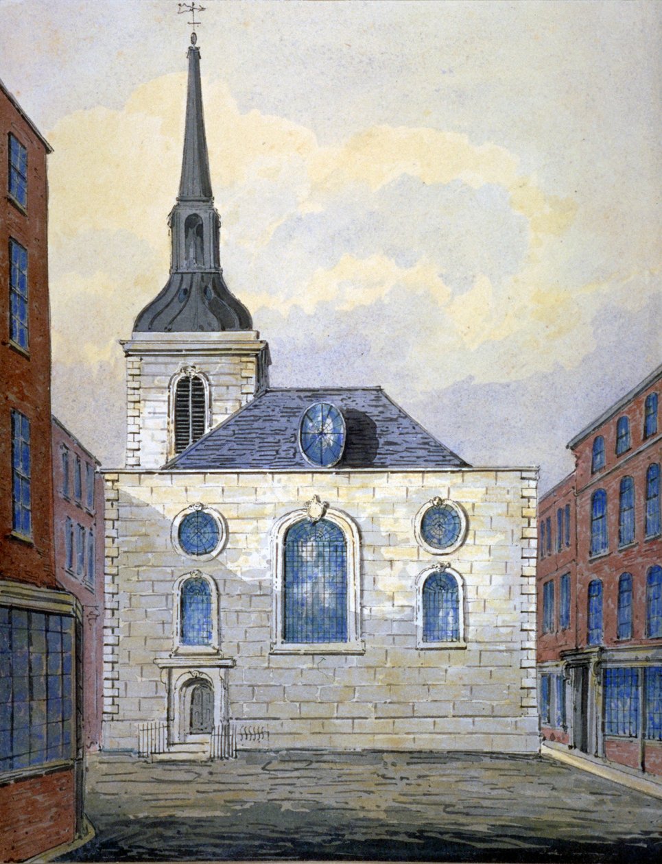 St Mary Abchurchin kirkko, Lontoon kaupunki, vuonna 1815 tekijältä William Pearson
