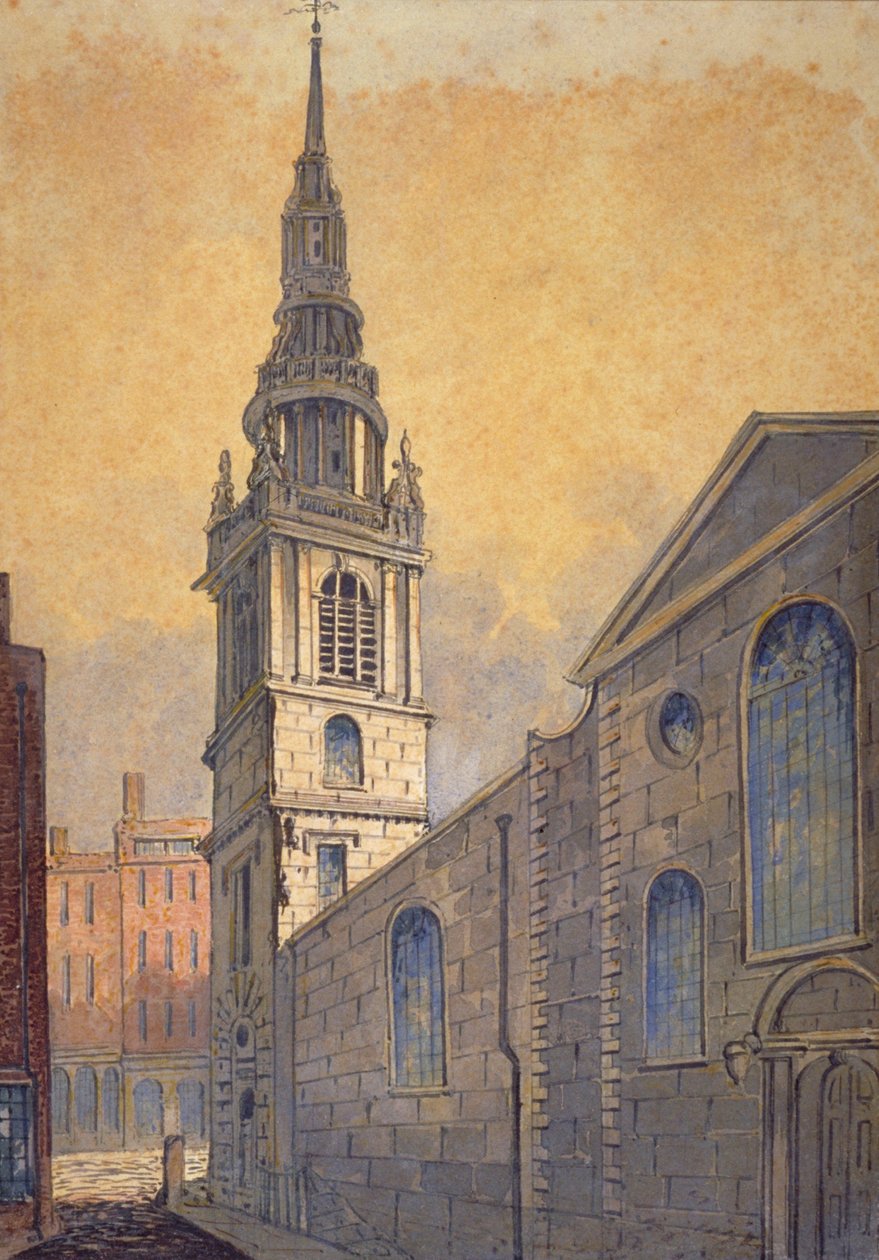 St Mary le Bow -kirkko Bow Churchyardista, Lontoon kaupungista, vuodelta 1815 tekijältä William Pearson