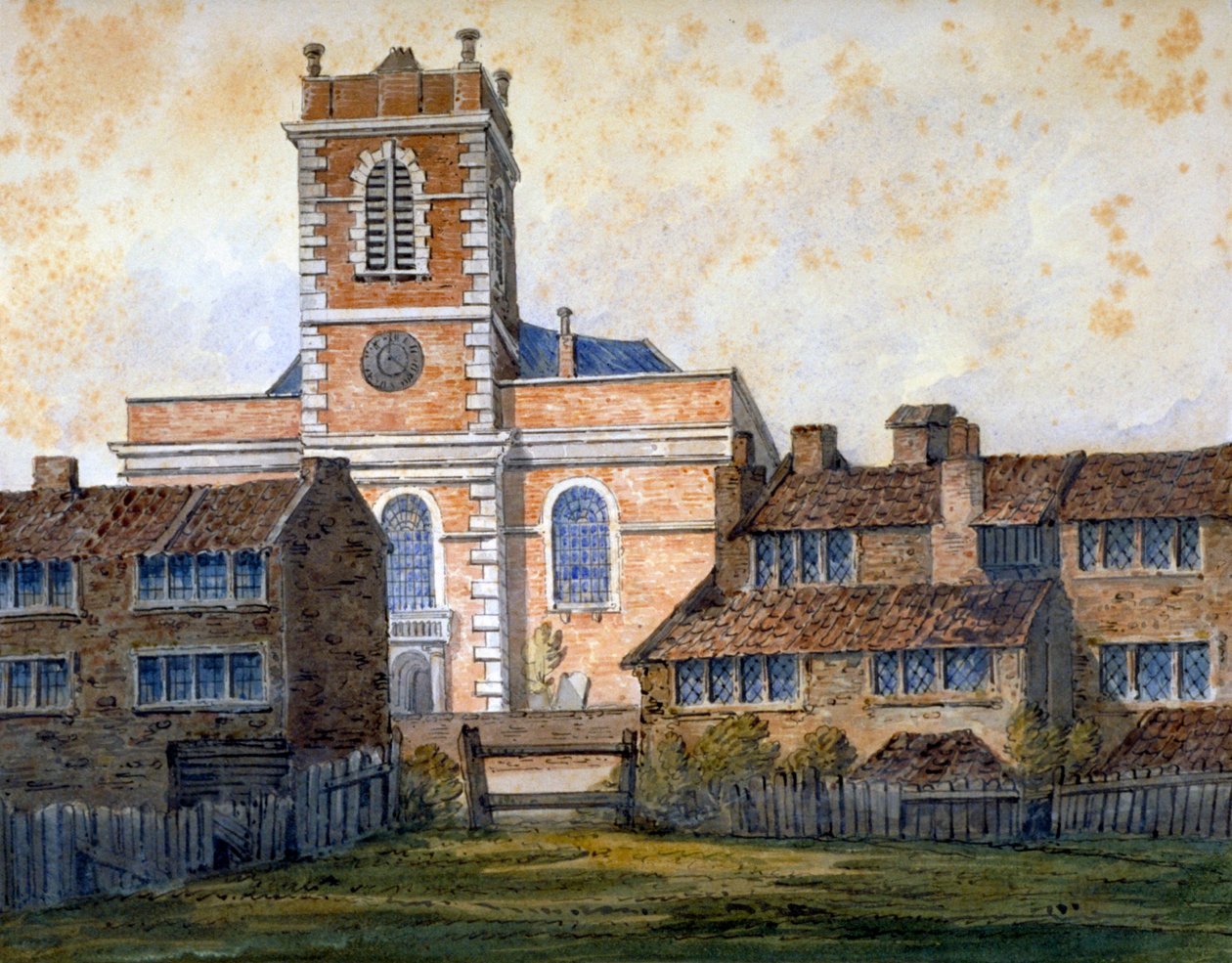 Pyhän Matteuksen kirkko, Bethnal Green, Lontoo, n. 1815 tekijältä William Pearson