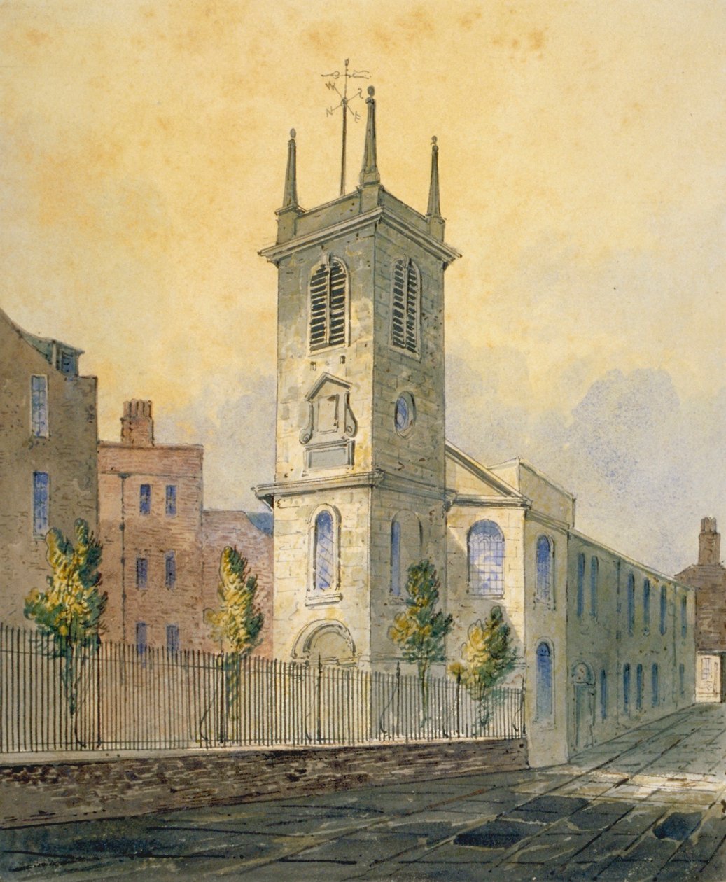Lounaisnäkymä St Olave Jewryn kirkolle, Lontoon kaupunki, 1815 tekijältä William Pearson