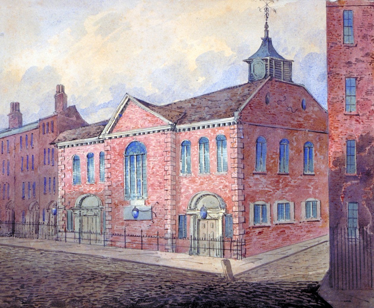 Näkymä Pyhän Yrjön marttyyrin kirkolle, Queen Square, Holborn, Lontoo, n. 1815 tekijältä William Pearson