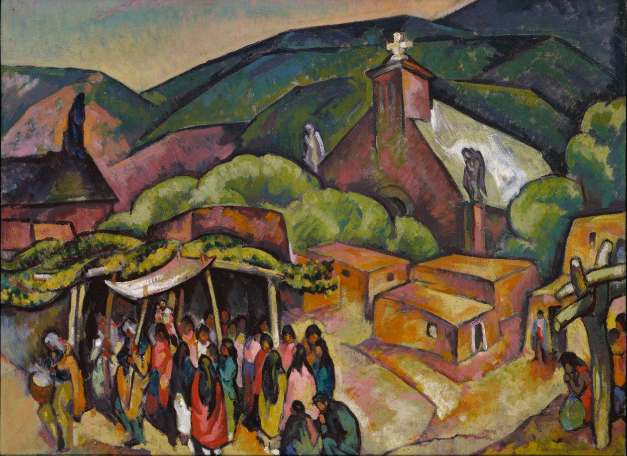 Juhlapäivä: San Juan Pueblo, n. 1921. tekijältä William Penhallow Henderson