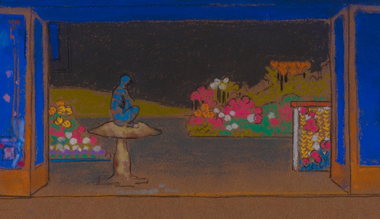Kukkapuutarha (lavastus elokuvaan Liisa Ihmemaassa, 1915). tekijältä William Penhallow Henderson