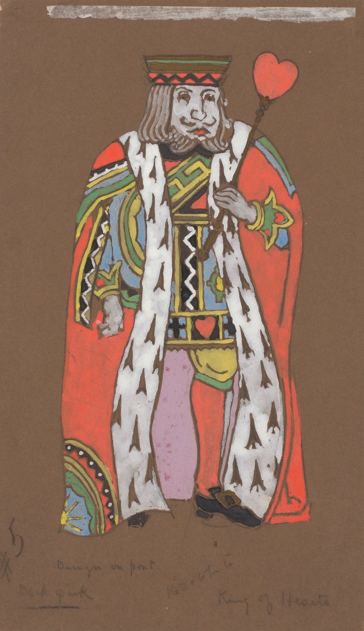 Sydämen kuningas (pukusuunnittelu elokuvaan Liisa Ihmemaassa, 1915). tekijältä William Penhallow Henderson