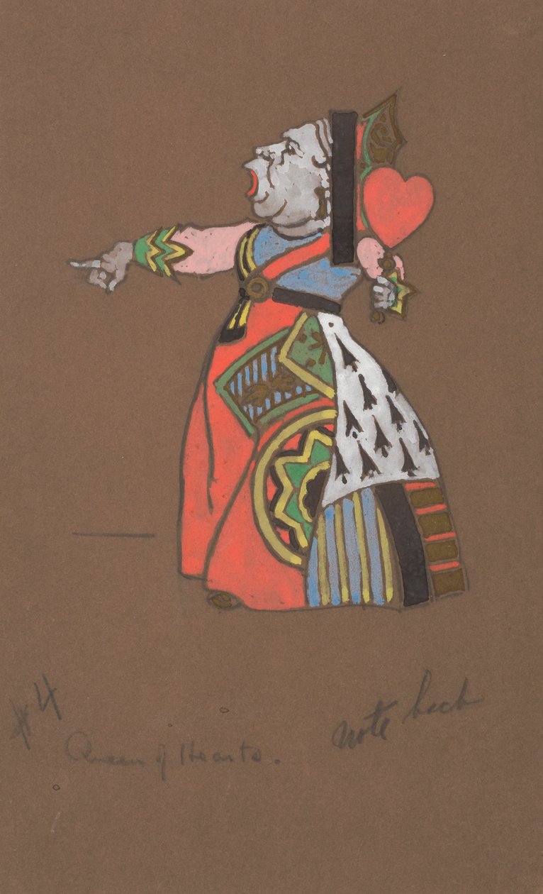 Queen of Hearts -pukusuunnittelu Liisa-ihmemaahan. tekijältä William Penhallow Henderson