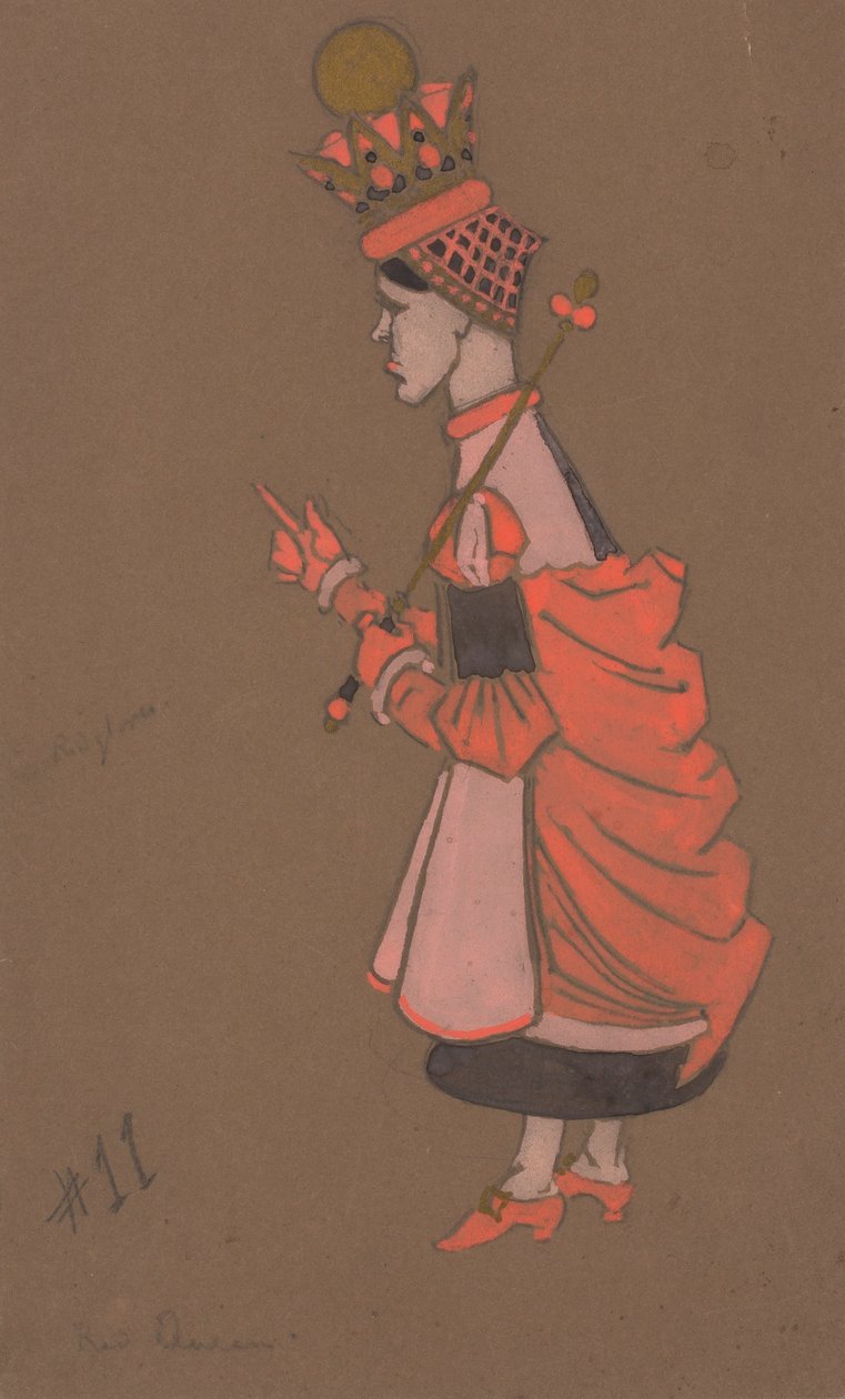 Punainen kuningatar (pukusuunnittelu elokuvaan Liisa Ihmemaassa (1915)) tekijältä William Penhallow Henderson