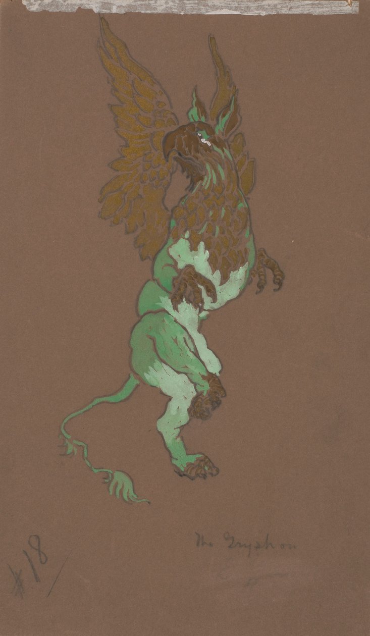 The Gryphon (pukusuunnittelu elokuvaan Liisa Ihmemaassa, 1915). tekijältä William Penhallow Henderson