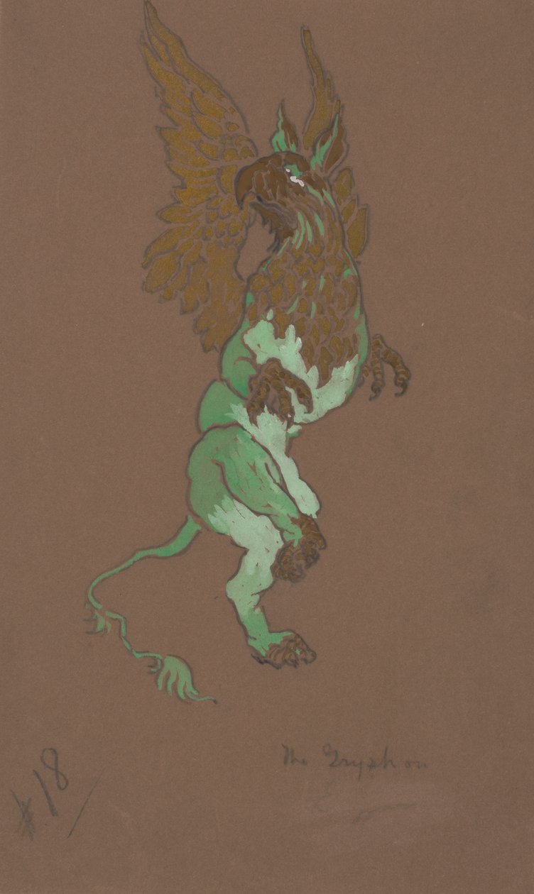Gryphon-pukusuunnittelu Liisa Ihmemaassa, 1915. tekijältä William Penhallow Henderson