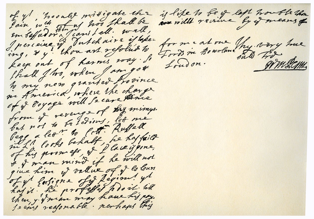 William Pennin kirje eversti Henry Sydneylle, 29. maaliskuuta 1681. tekijältä William Penn
