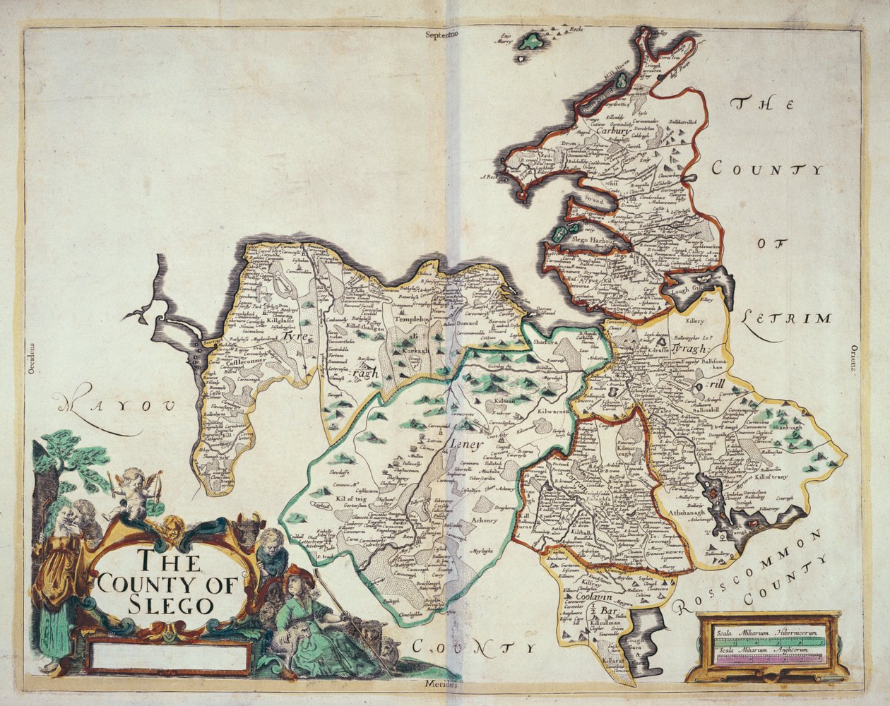 Slegon kreivikunta, "Hiberniae Delineatio", "Down Survey", 1685 (käsinvärinen kaiverrus) tekijältä William Petty