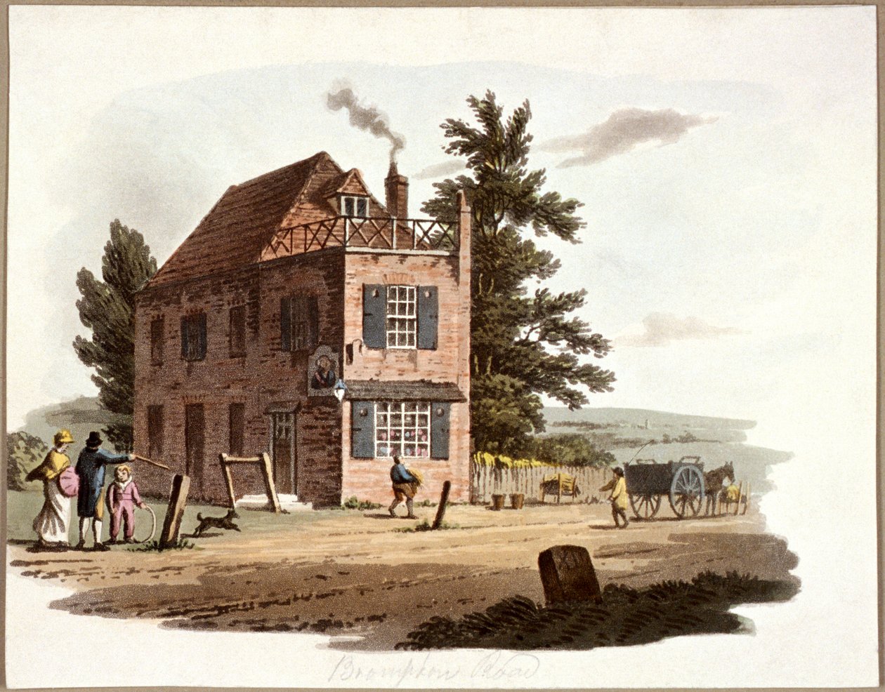 Brompton Road, Kensington, Lontoo, c1810 tekijältä William Pickett