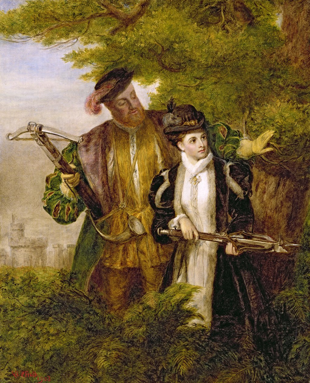 Kuningas Henry ja Anne Boleyn Hirvieläimet Windsorin metsässä, 1903 tekijältä William Powell Frith