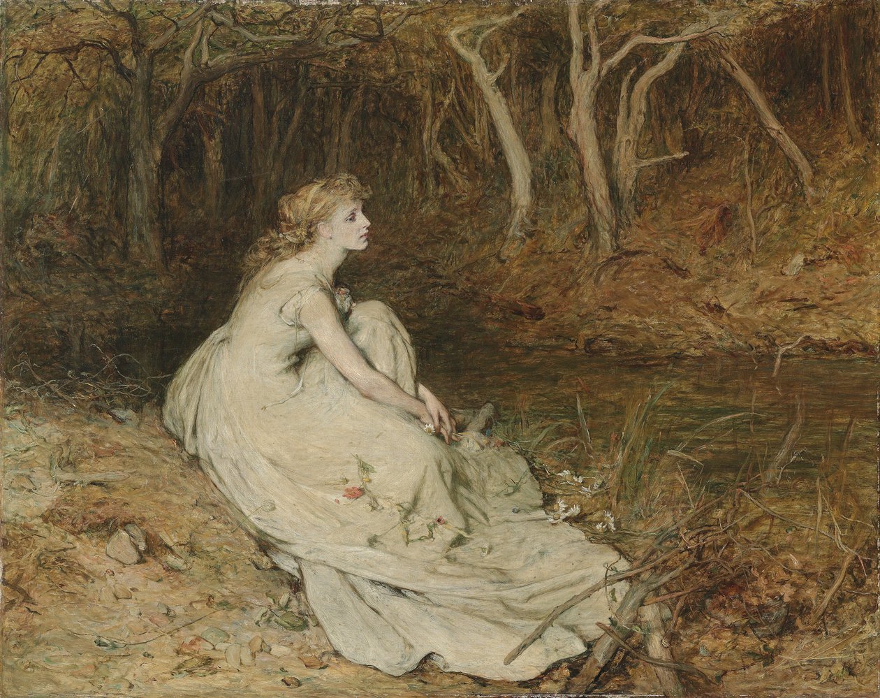 Ophelia, n. 1874 (öljy kankaalle) tekijältä William Quiller Orchardson