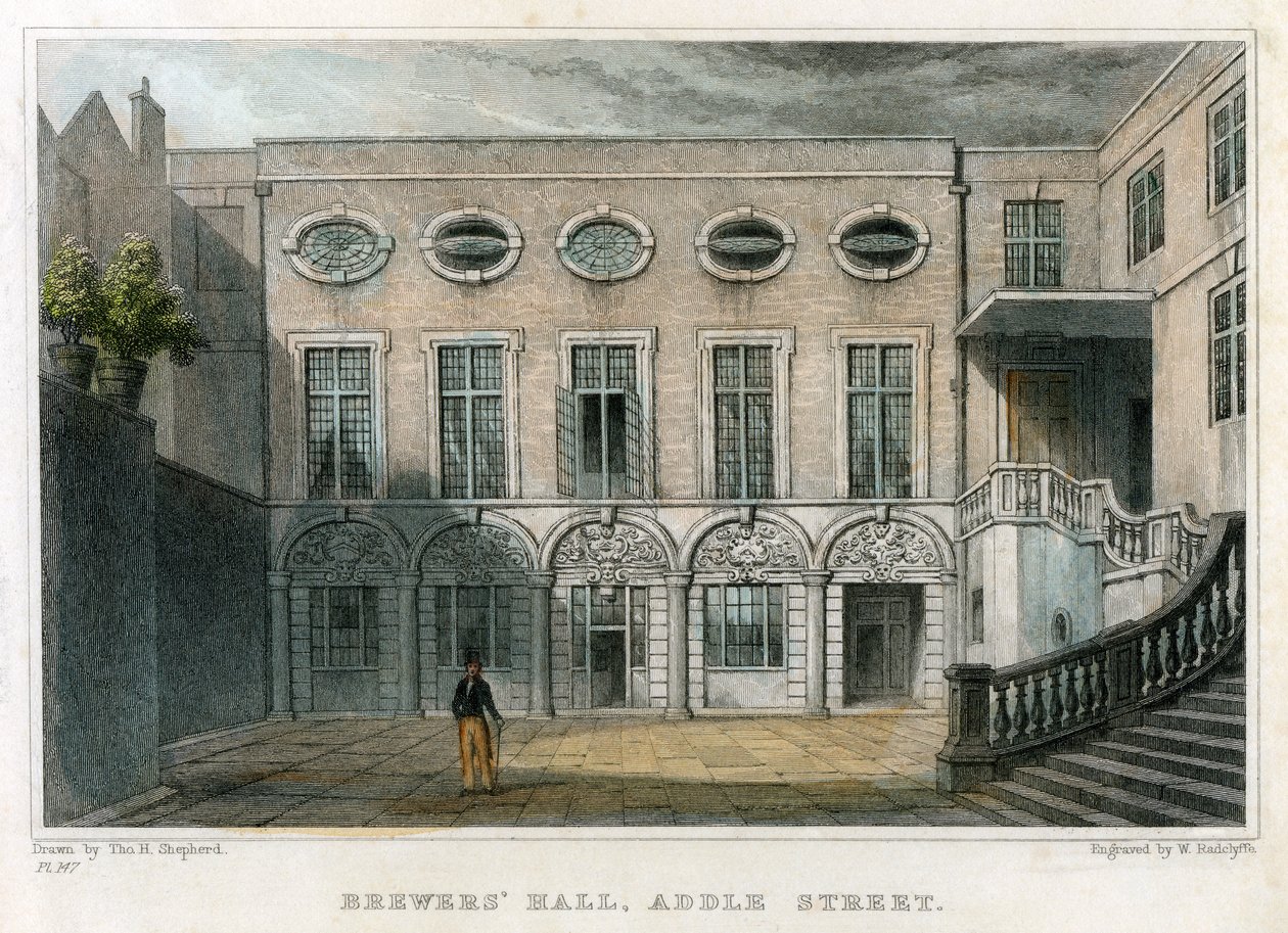Brewers Hall, Addle Street, Lontoon kaupunki, 1831. tekijältä William Radclyffe