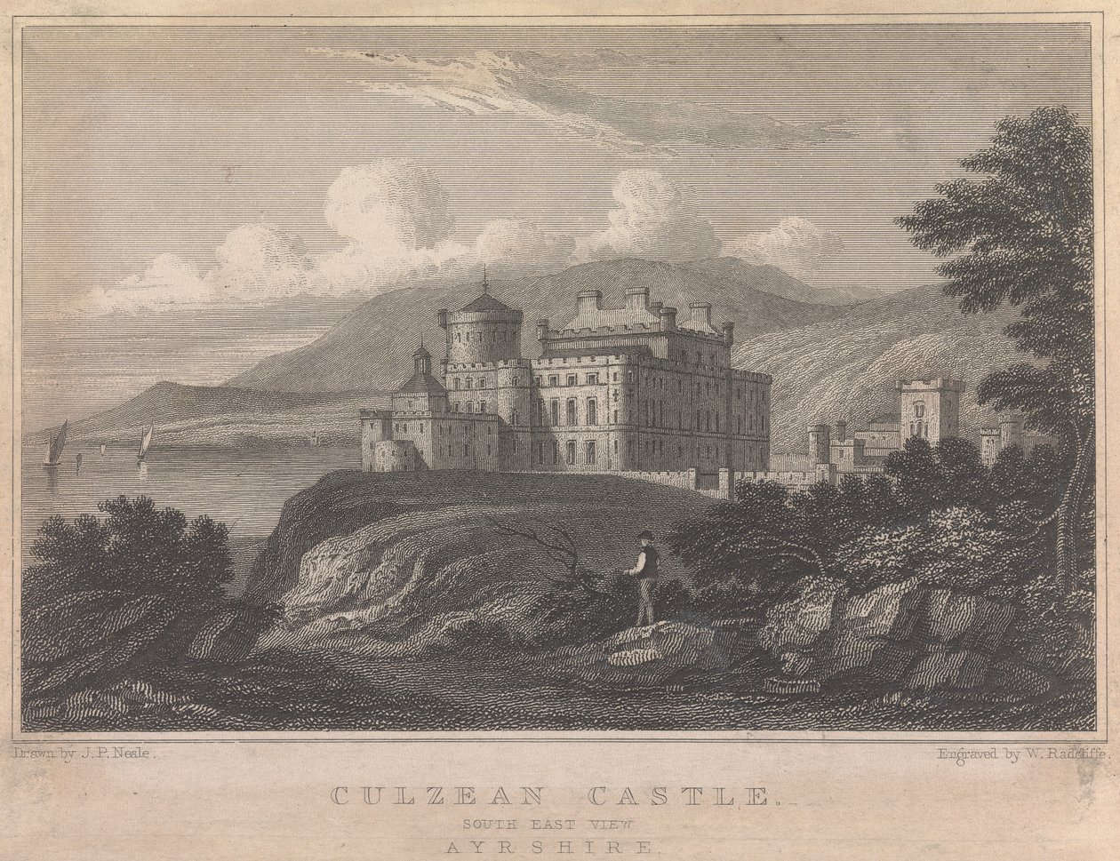 Culzean Castle, South East View, Ayrshire; sivu 84 (Nide 1) tekijältä William Radclyffe