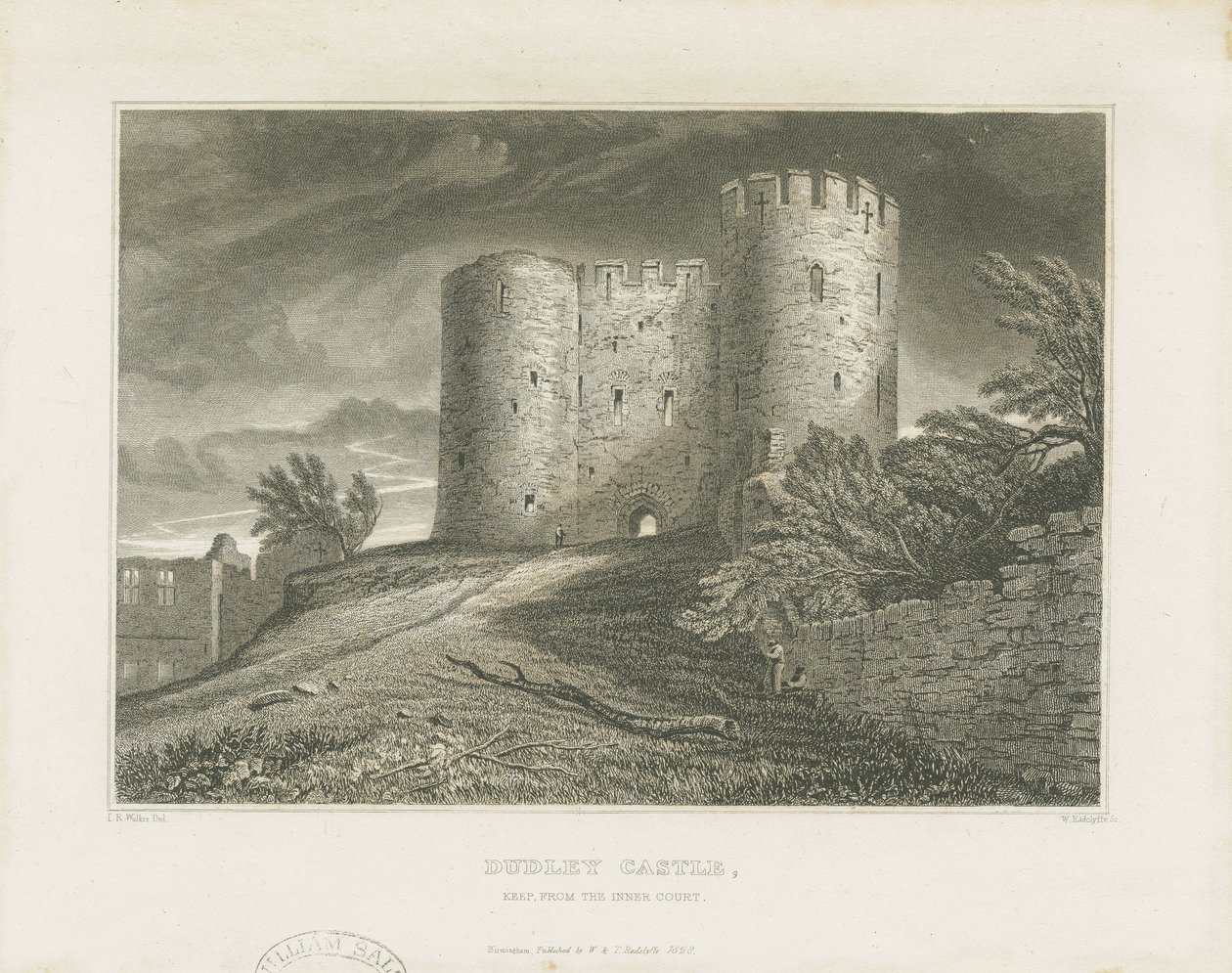 Dudley Castle - The Keep: kaiverrus, nd [c1828] tekijältä William Radclyffe