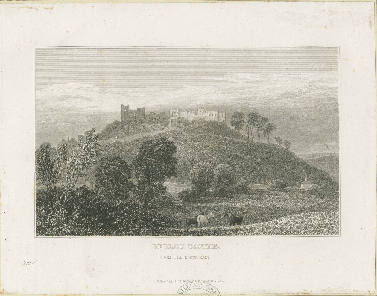 Dudleyn linna: teräskaiverrus, nd [c1830] tekijältä William Radclyffe