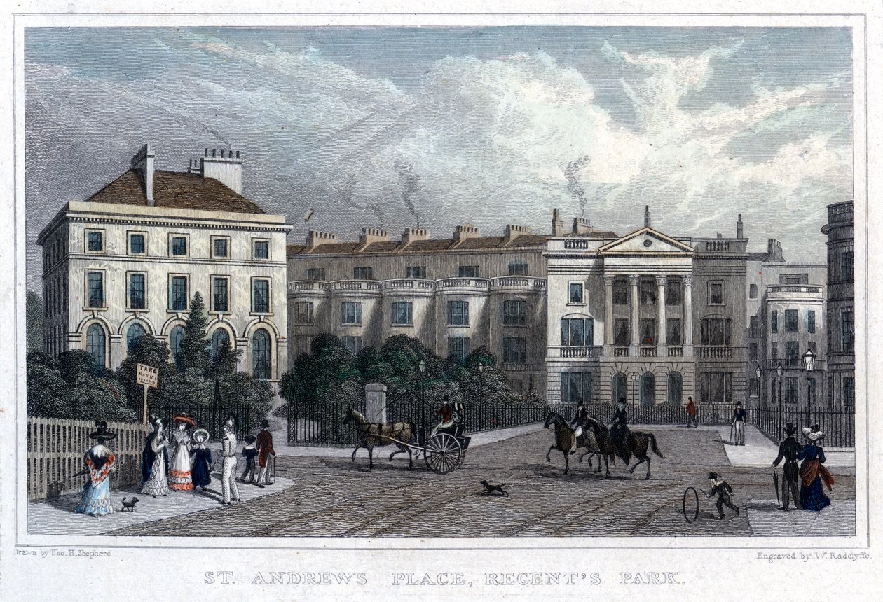 St Andrews Place, Regents Park, Lontoo, 1828. tekijältä William Radclyffe