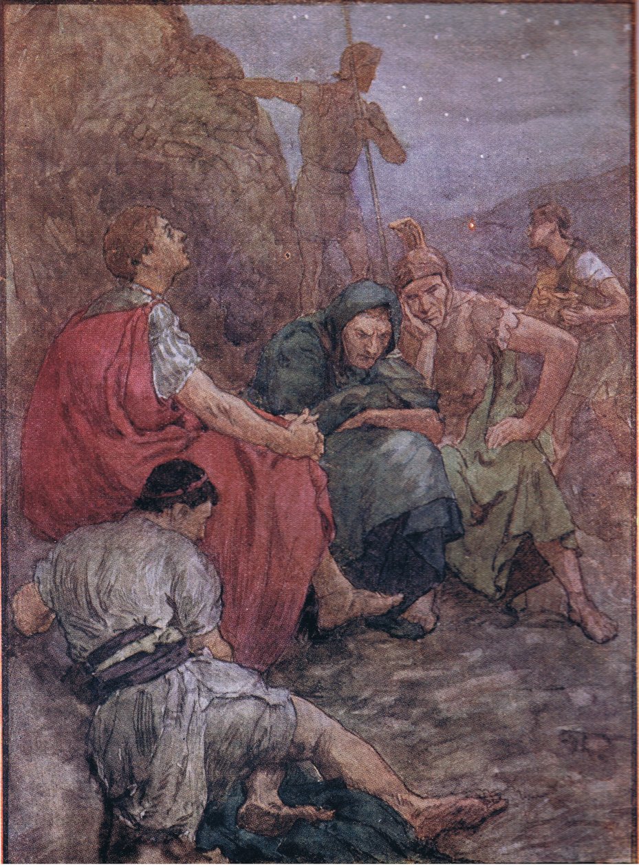 Brutus ja hänen toverinsa Filipin taistelun jälkeen, T C & E C Jack Ltd:n julkaisemasta Plutarch Livesista tekijältä William Rainey