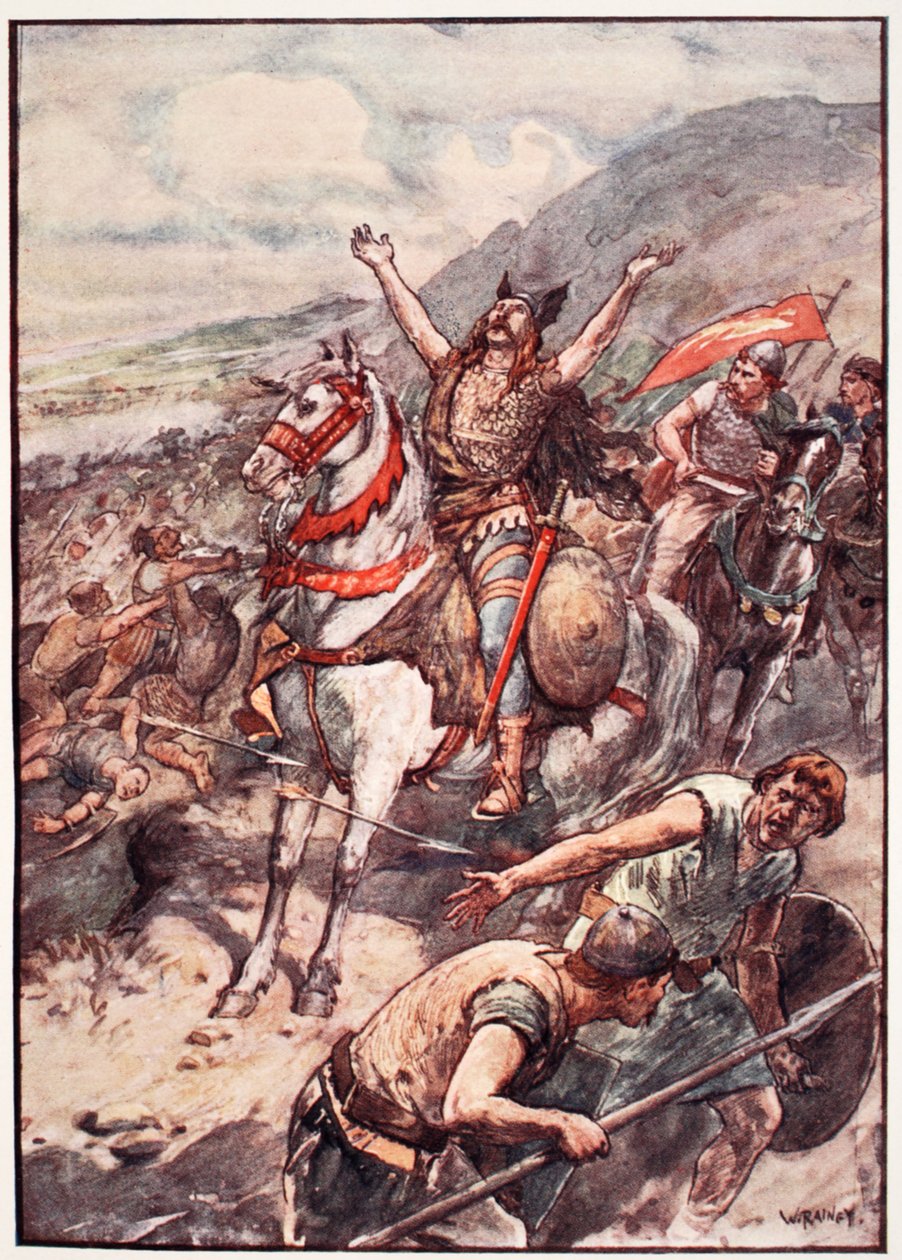 "Jos annat minulle voiton näistä vihollisista, minut kastetaan sinun nimeesi", levy Mary MacGregorin "The Story of Francesta", 1920 (värillinen litho) tekijältä William Rainey