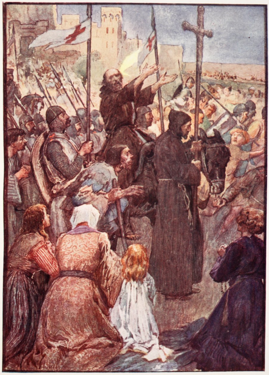 "Usein hän oli nähty ratsastamassa aasin päällä", levy "The Story of Francesta", kirjoittanut Mary MacGregor, 1920 (värillinen litho) tekijältä William Rainey