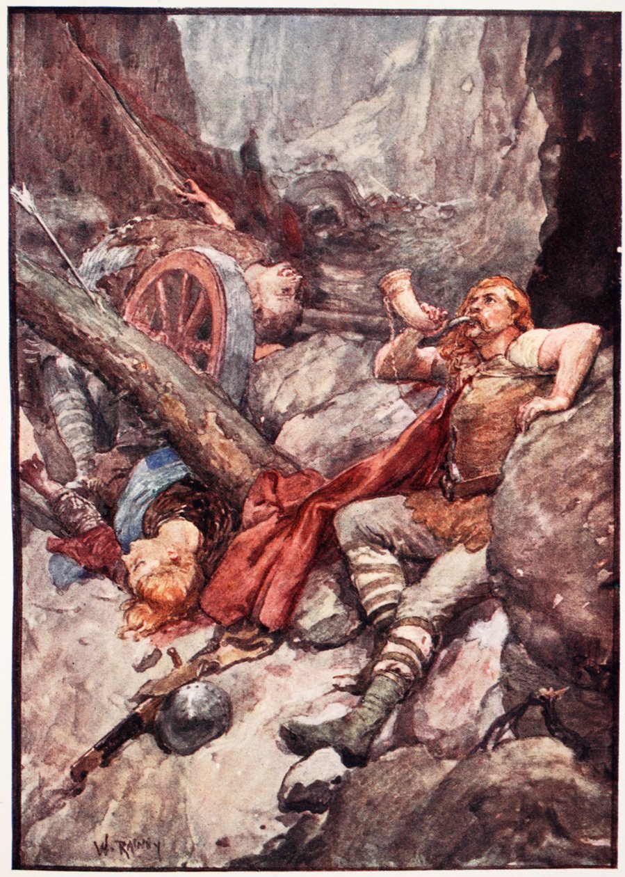 "Once More Roland Blew His Ivory Horn", levy Mary MacGregorin "The Story of Francesta", 1920 (värillinen litho) tekijältä William Rainey