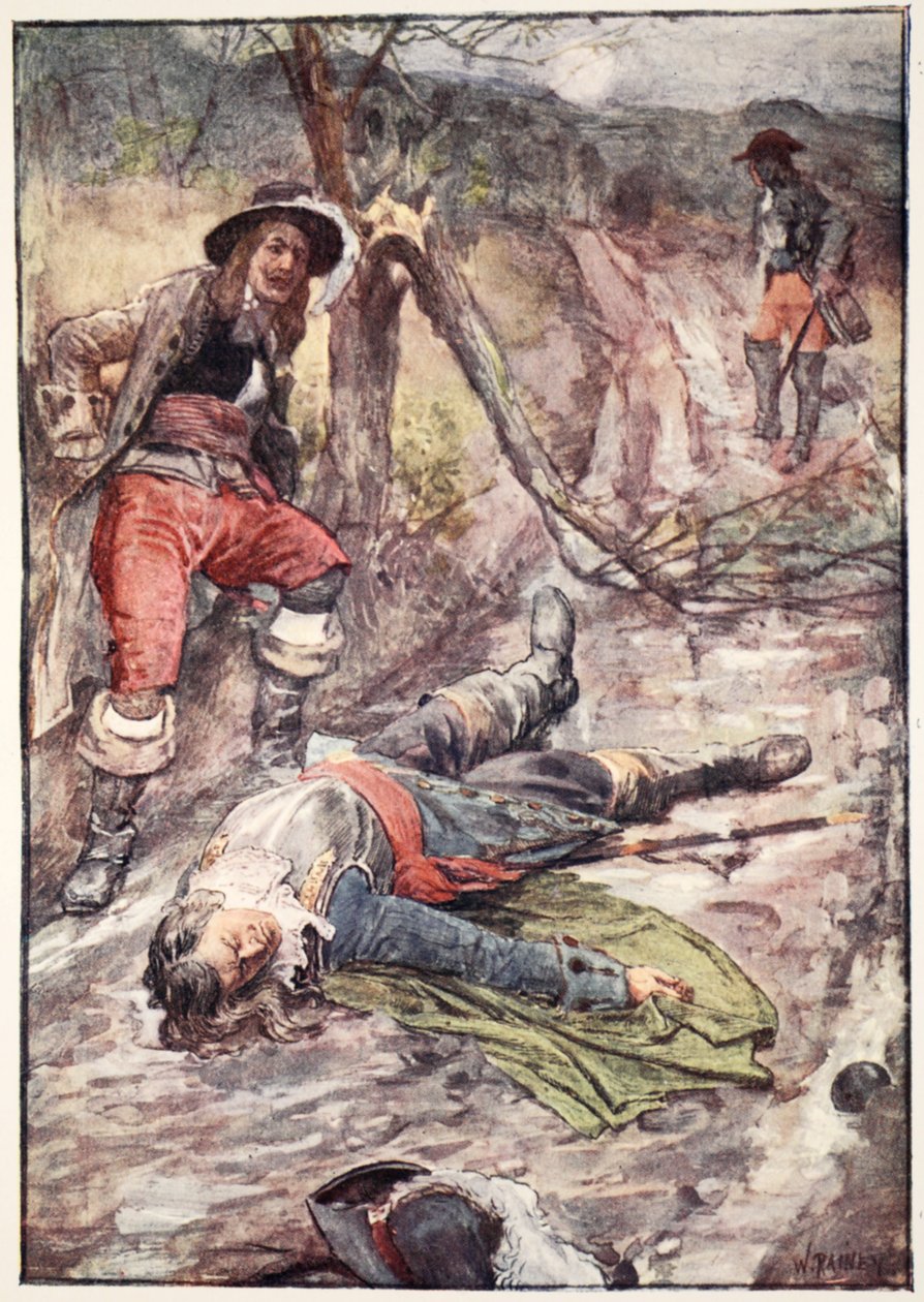 "Tänään on langennut mies, joka kunnioitti ihmistä", kuvitus Mary MacGregorin teoksesta "Tarina Ranskasta kerrottiin pojille ja tytöille", 1920 tekijältä William Rainey
