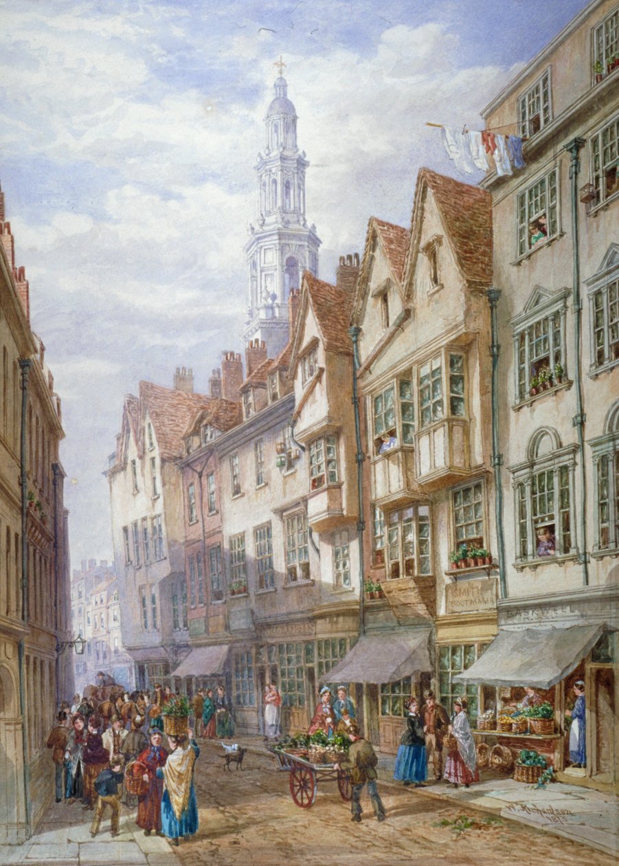 Vanhoja taloja Wych Streetillä, Westminsterissä, Lontoossa, 1873 tekijältä William Richardson